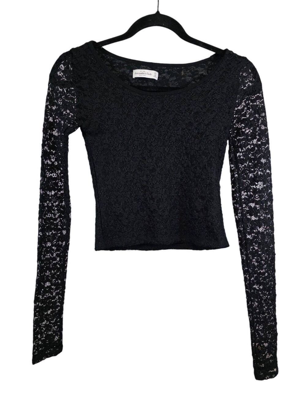 Abercrombie & Fitch Top Womans Extra Small Black Lace Top Stretchy Y2K Retro